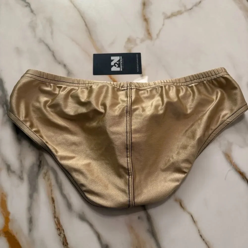NEW N2N Bodywear Mens Titan Sport Swim Brief O-Ring Color Light Beige Size Large
